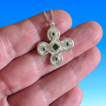 Load image into Gallery viewer, Rounded Cross with Blue Topaz stones