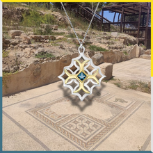 Load image into Gallery viewer, Rhombus with Gold and Blue Topaz stone