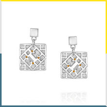 Load image into Gallery viewer, Square shape earrings with Citrine stones