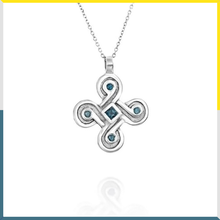 Load image into Gallery viewer, Rounded Cross with Blue Topaz stones