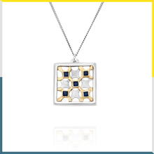 Load image into Gallery viewer, Square with Gold and Sapphire stones