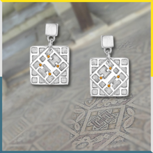 Load image into Gallery viewer, Square shape earrings with Citrine stones