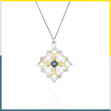 Load image into Gallery viewer, Rhombus with Gold and Blue Topaz stone