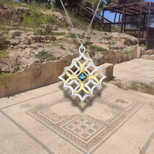Load image into Gallery viewer, Rhombus with Gold and Blue Topaz stone