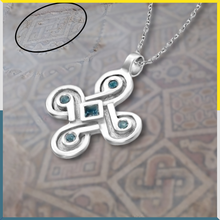 Load image into Gallery viewer, Rounded Cross with Blue Topaz stones