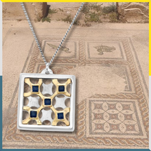 Load image into Gallery viewer, Square with Gold and Sapphire stones