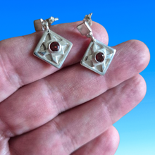 Load image into Gallery viewer, Rhombus shape earrings with reddish Citrine stones